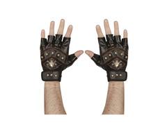 Mănuși din piele fără degete cu craniu și tibie