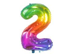 Număr 2 balon de folie curcubeu - 86 cm - 1 buc.