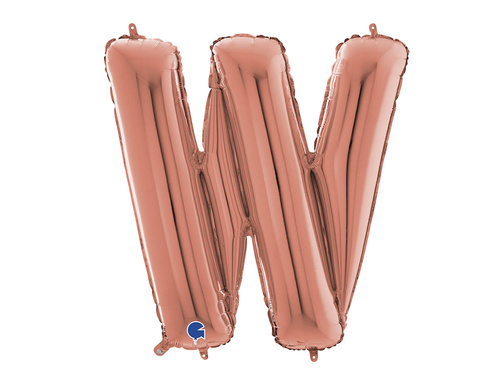 Balon din folie litera W roz auriu - 66 cm - 1 buc.