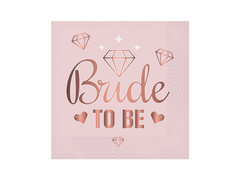 Șervețele roz cu inscripția Bride To Be - 33 cm - 20 buc.