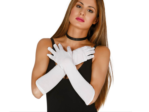 Mănuși de carnaval albe lungi - 45 cm.
