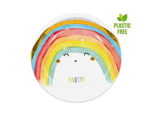 Farfurii aniversare Rainbow - 23 cm - 8 buc.