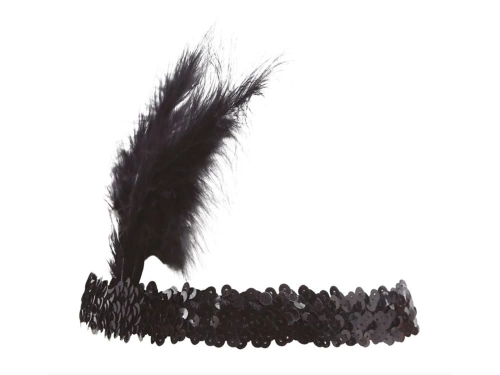 Bentiță retro cu pană neagră - 1 buc.