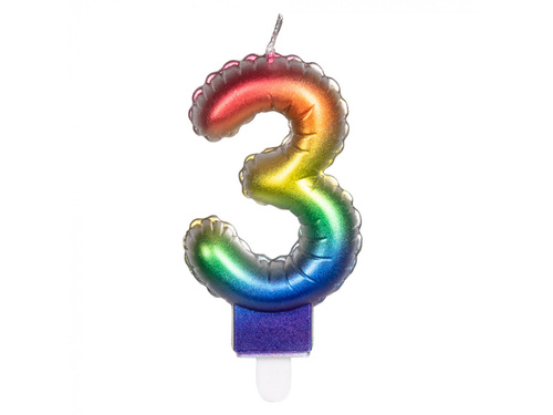 Lumânare numerică colorată - 3 - trei