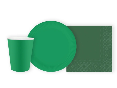Veselă verde de unică folosință - 44 de bucăți.