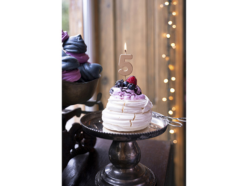 Numărul cinci lumânare aur roz - 5 - 1 buc.