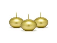 Lumânare cu disc plutitor metalizat, 40 mm, aurie