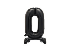 Balon din folie în picioare numărul 0 negru - 76 cm - 1buc.