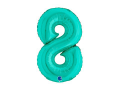 Balon din folie numărul 8 turcoaz - 14" - 1 buc.