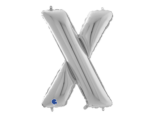 Balon folie argintiu litera X - 66 cm - 1 buc.