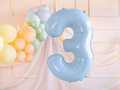 Balon de folie albastru cu numărul 3 - 72 cm - 1 buc.