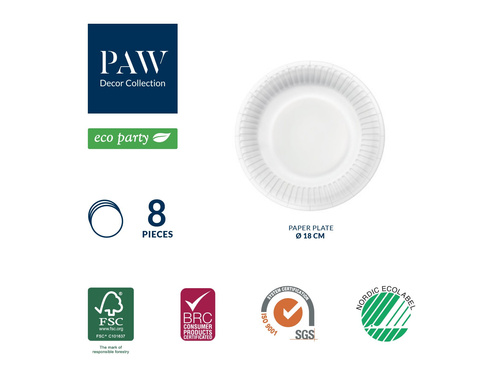 Farfurii aniversare Confetti argintiu și negru - 18 cm - 8 buc.