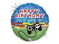Balon de folie Happy Birthday cu controler de joc - 46 cm - 1 buc.