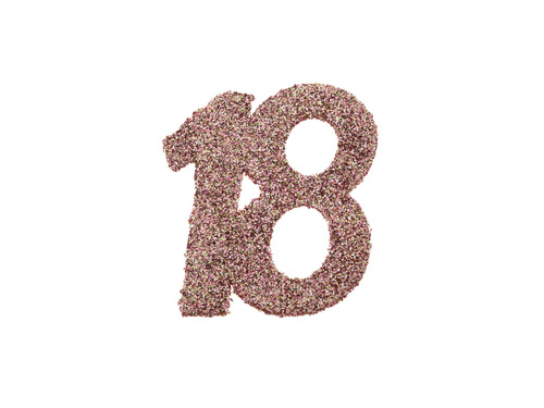 Decorațiune de masă cu sclipici numărul 18 roz auriu - 6 cm - 6 buc.