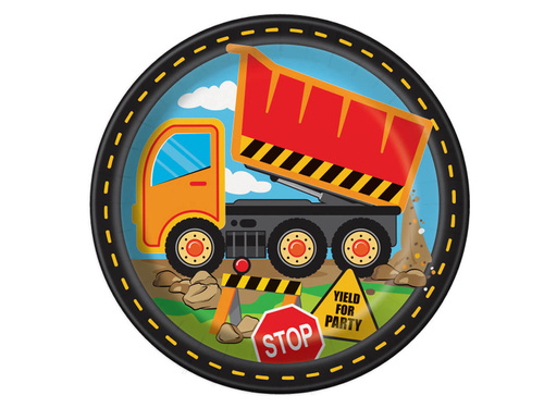 Farfurii aniversare Construcție - 23 cm - 8 buc.