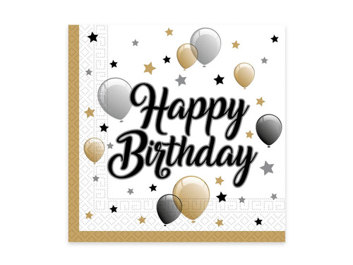 Șervețele aniversare baloane și stele - 33 cm - 20 buc.