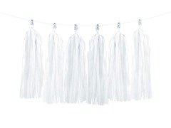 Ghirlandă albă cu ciucuri - 150 cm - 1 buc.