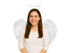 Set de aripi de înger alb 60 x 45 cm și Aureole