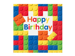 Șervețele aniversare Blocuri - 33 cm - 16 buc.