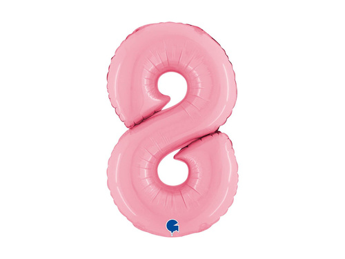 Balon din folie numărul 8 roz pastel - 14" - 1 buc.