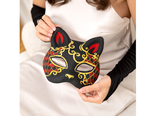 Mască de hârtie albă DIY pisică - 10 buc.