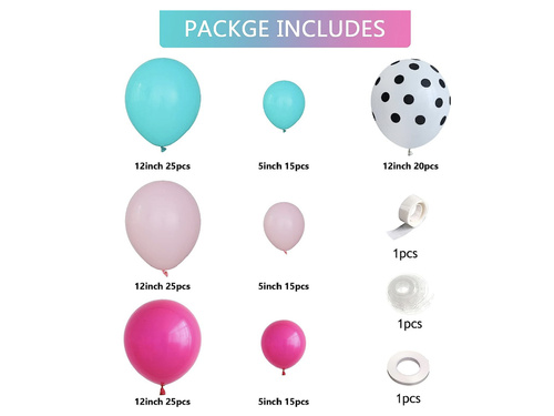 Set de baloane pentru ghirlandă în culori roz și albastru – 140 de bucăți.