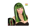 Peruca neagră și verde neon Patsy cu reflexii