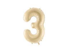 Balon din folie numărul 3 bej - 72 cm - 1 buc.