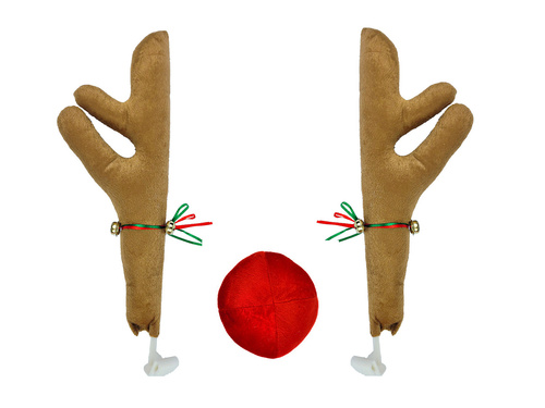 Decorațiuni auto Coarne și nas de ren maro - 1 set.