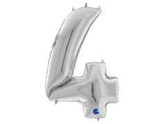 Balon din folie numărul 4 argintiu - 163 cm - 1 buc.