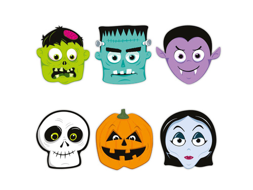 Măști de hârtie Monsters pentru Halloween - 6 buc.