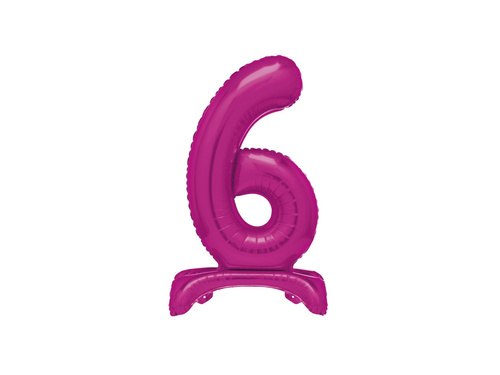 Balon folie în picioare numărul 6 roz - 76cm - 1buc.