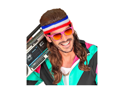 Brățară sport cu păr albastru, alb și roșu