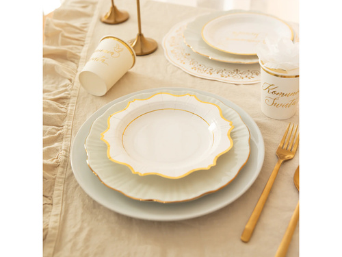 Farfurii albe cu margine aurie - 18 cm - 6 buc.