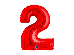 Balon din folie numărul 2 roșu - 14" - 1 buc.