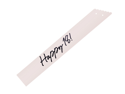 Eșarfă bej cu inscripția Happy 18 - 1 buc.