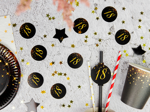 Paie neagră strălucitoare pentru a 18-a aniversare - 6 buc.