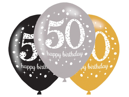 Baloane imprimate "50" - 28 cm - 6 buc.