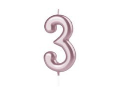 Lumânare cu număr din aur roz - 3 - trei