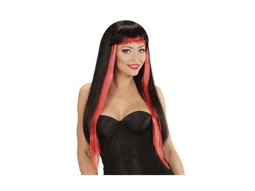 Peruca Gothic Glam negru și roșu