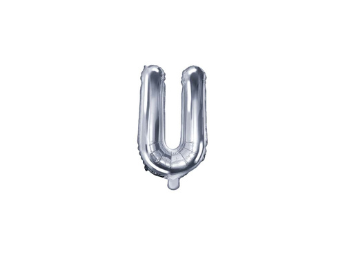 Balon din folie litera "U" argintiu - 35 cm