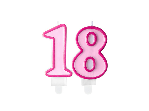 Lumânări cu număr roz - 18 - optsprezece - 2 buc.