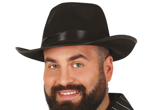 Pălărie de gangster neagră cu bordură - 1 buc.