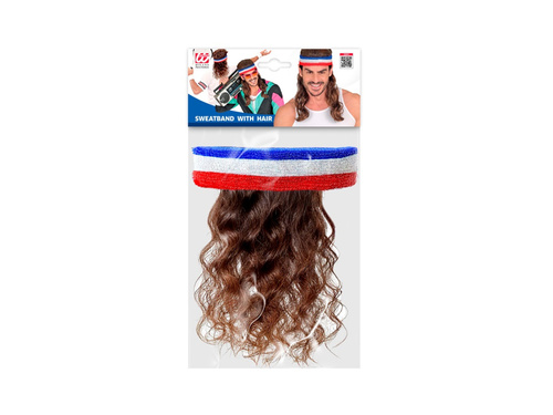 Brățară sport cu păr albastru, alb și roșu