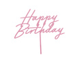 Topper pentru tort Happy Birthday roz - 16,5 x 18 cm - 1 buc.