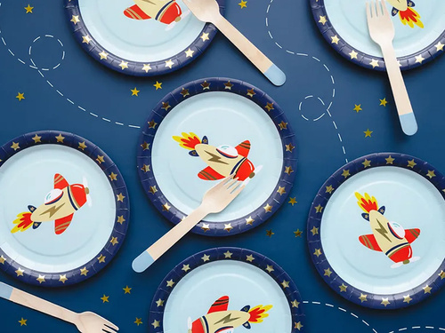 Farfurii aniversare Avion - 18 cm - 6 buc.