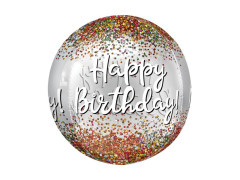 Balon din folie orbz ball cu confetti colorate - 40 cm - 1 buc.