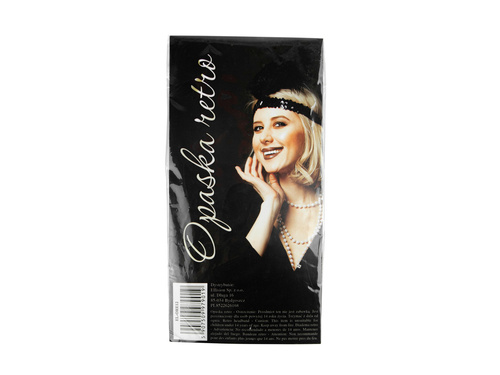 Bentiță cu pene și paiete Retro neagră - 1 buc.