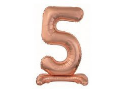 Balon din folie în picioare numărul 5 roz auriu - 74 cm