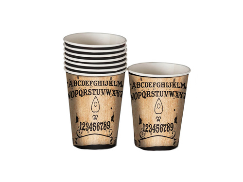 Pahare de hârtie Ouija Halloween - 10 cm - 8 buc.